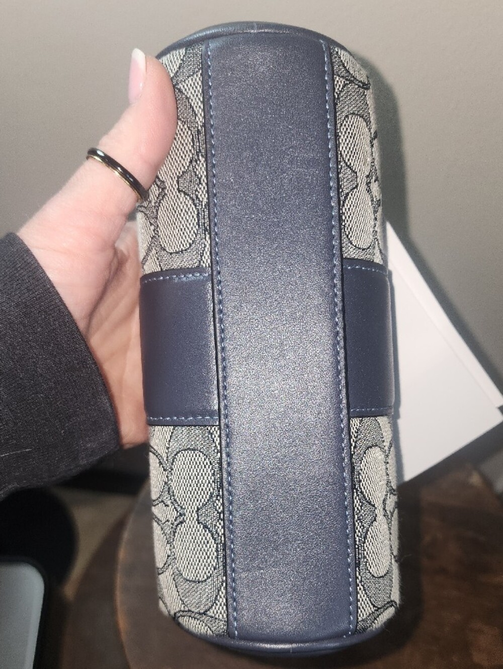 Coach Navy Blue Mini Nolita Signature Jaquard Print Canvas Clutch Wristlet Purse - Picture 7 of 12
